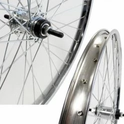 KT PRODUCTS Wheelsets KT 26" Chrome Cruiser Steel Wheels Coaster Brake 3/8" Bolt