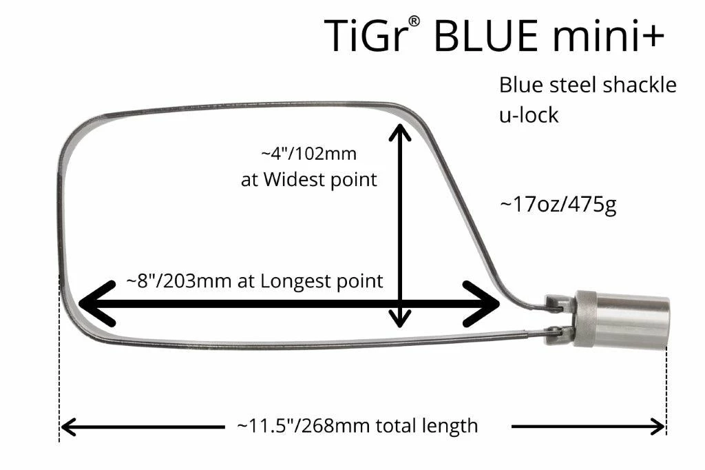 Locks TiGr Blue Steel Mini+ Shackle Lock 2 Locks TiGr Blue Steel Mini+ Shackle Lock
